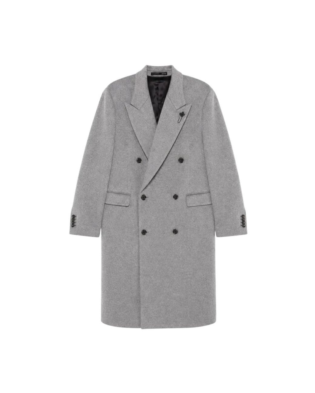 Lardini Gray Double-Breasted Coats for men