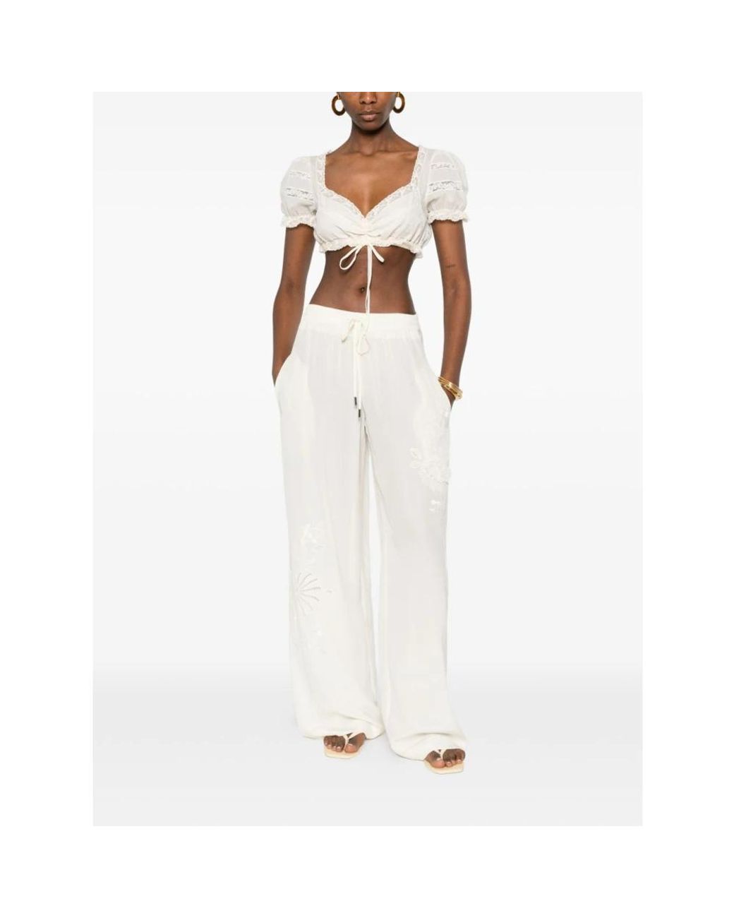 Ermanno Scervino White Wide Trousers