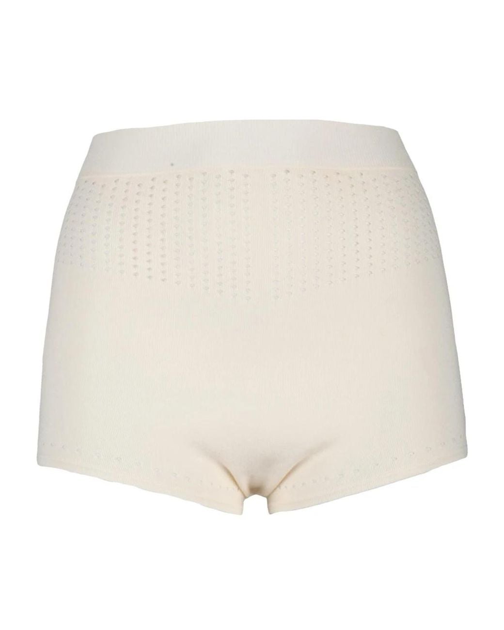 Max Mara Korte Broeken ,Wit ,Polyester Gebreide Shorts Met Hoge Taille Elastiek in het Natural