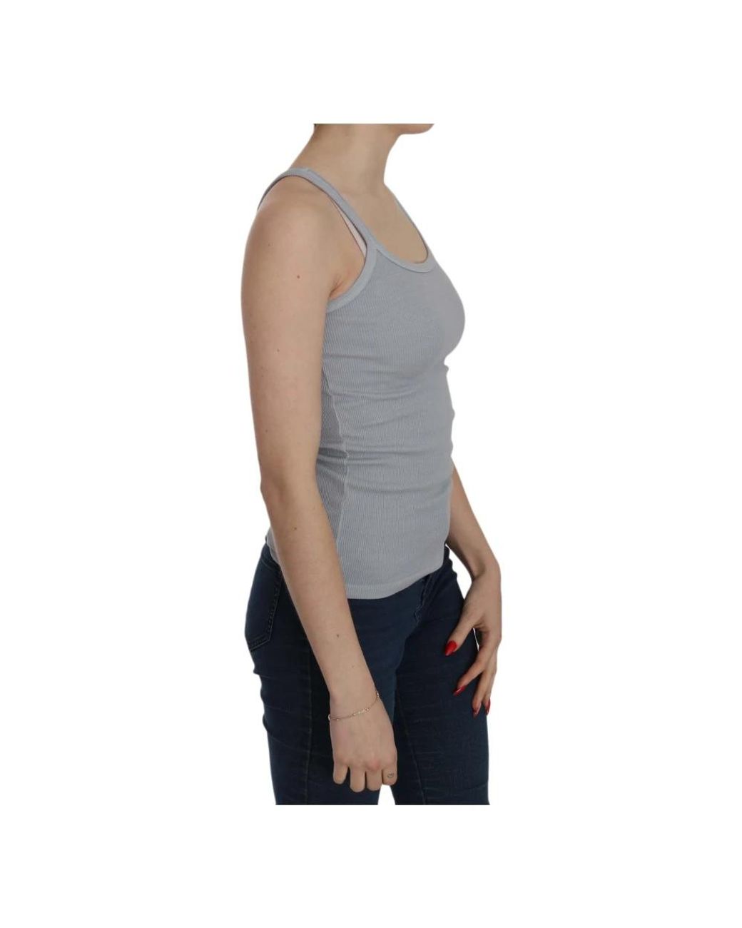 Pink Memories Gray Sleeveless Tops