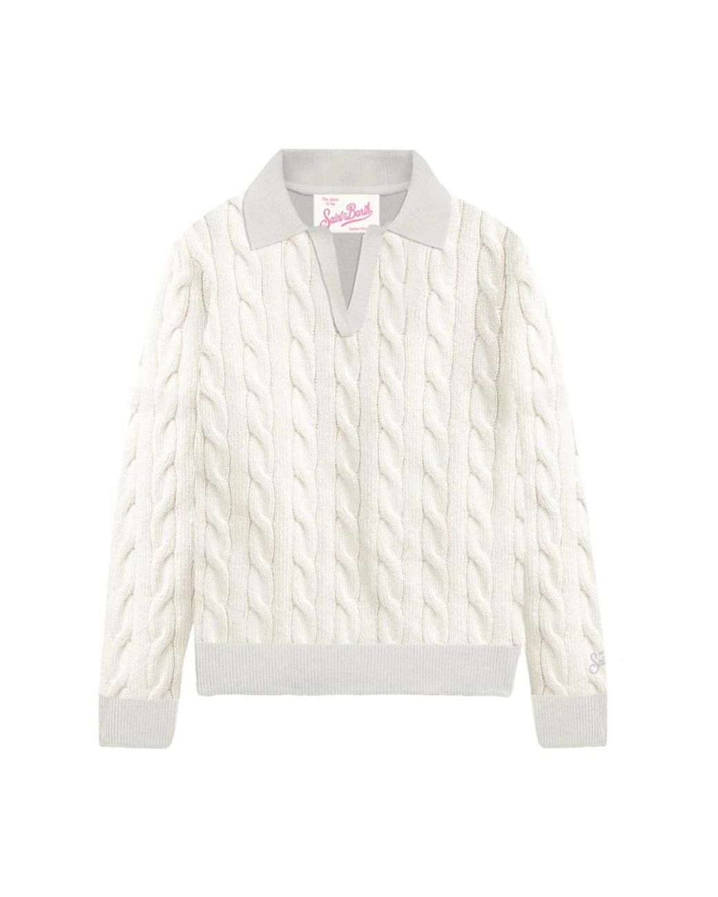 Mc2 Saint Barth White V-Neck Knitwear for men