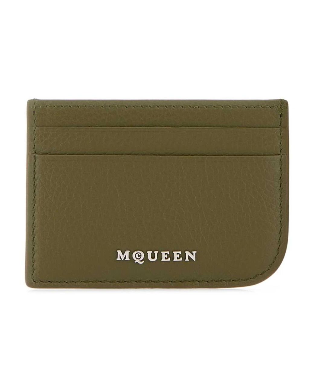 McQueen Accessoires ,Groen ,Groene Leren Kaarthouder in het Green voor heren