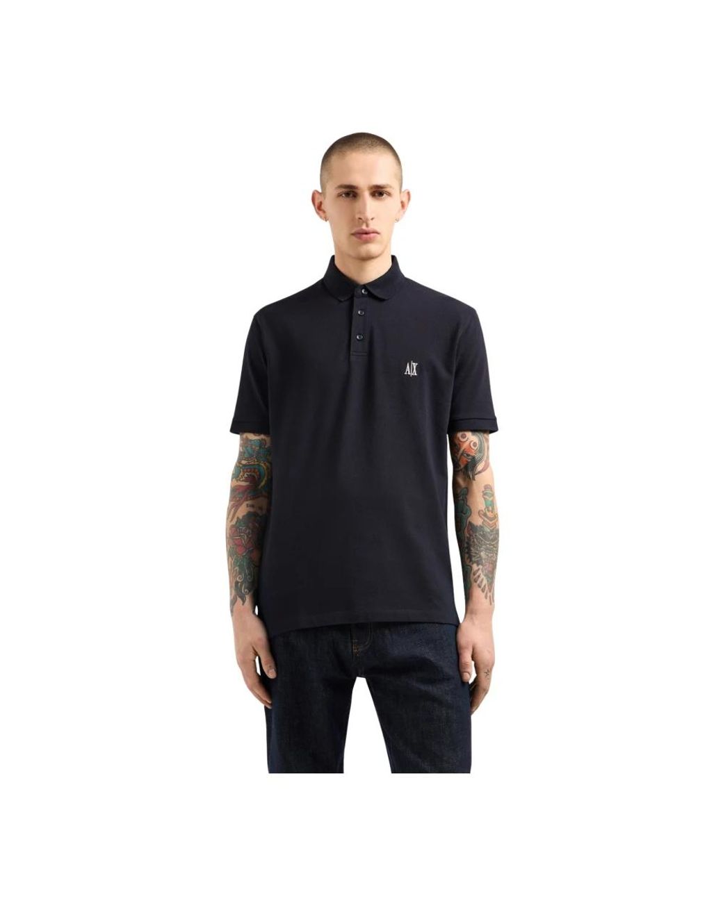 ARMANI EXCHANGE Black Polo Shirts for men