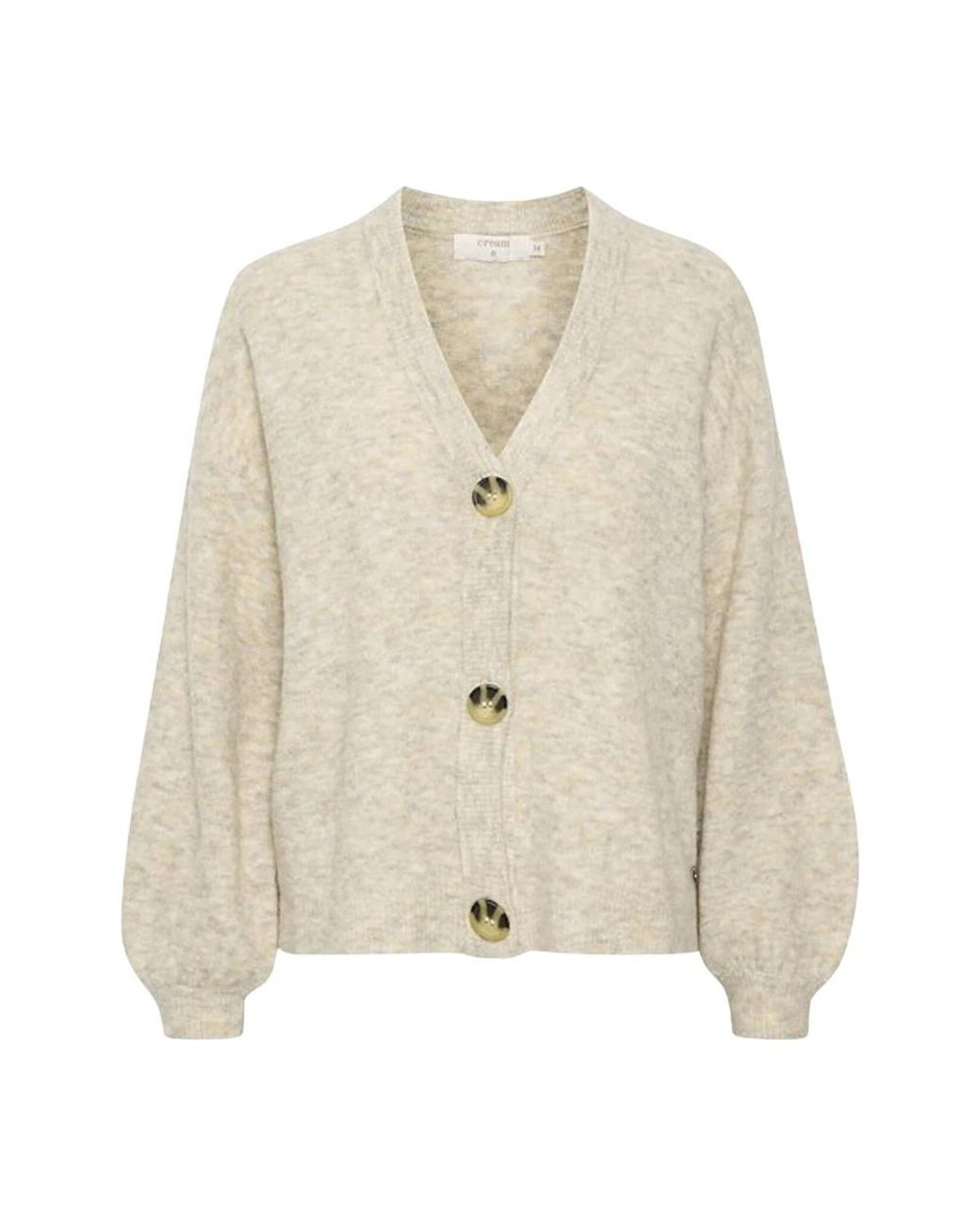 Cream Truien & Vesten ,Wol Oversized Gebreid Vest Met Pofmouwen in het Natural