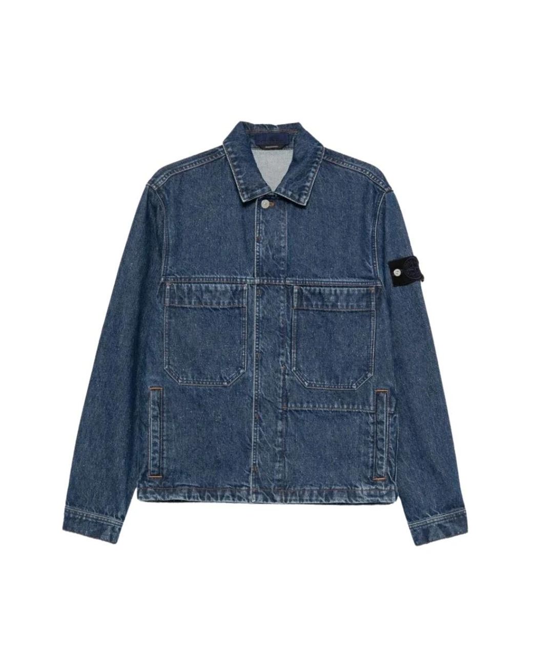 Stone Island Blue Denim Jackets for men