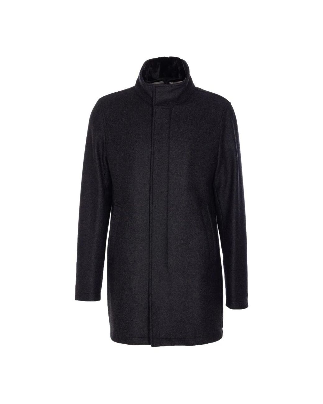 Herno Carcoat Van Easy Wool En Light Faux Fur in het Blue voor heren
