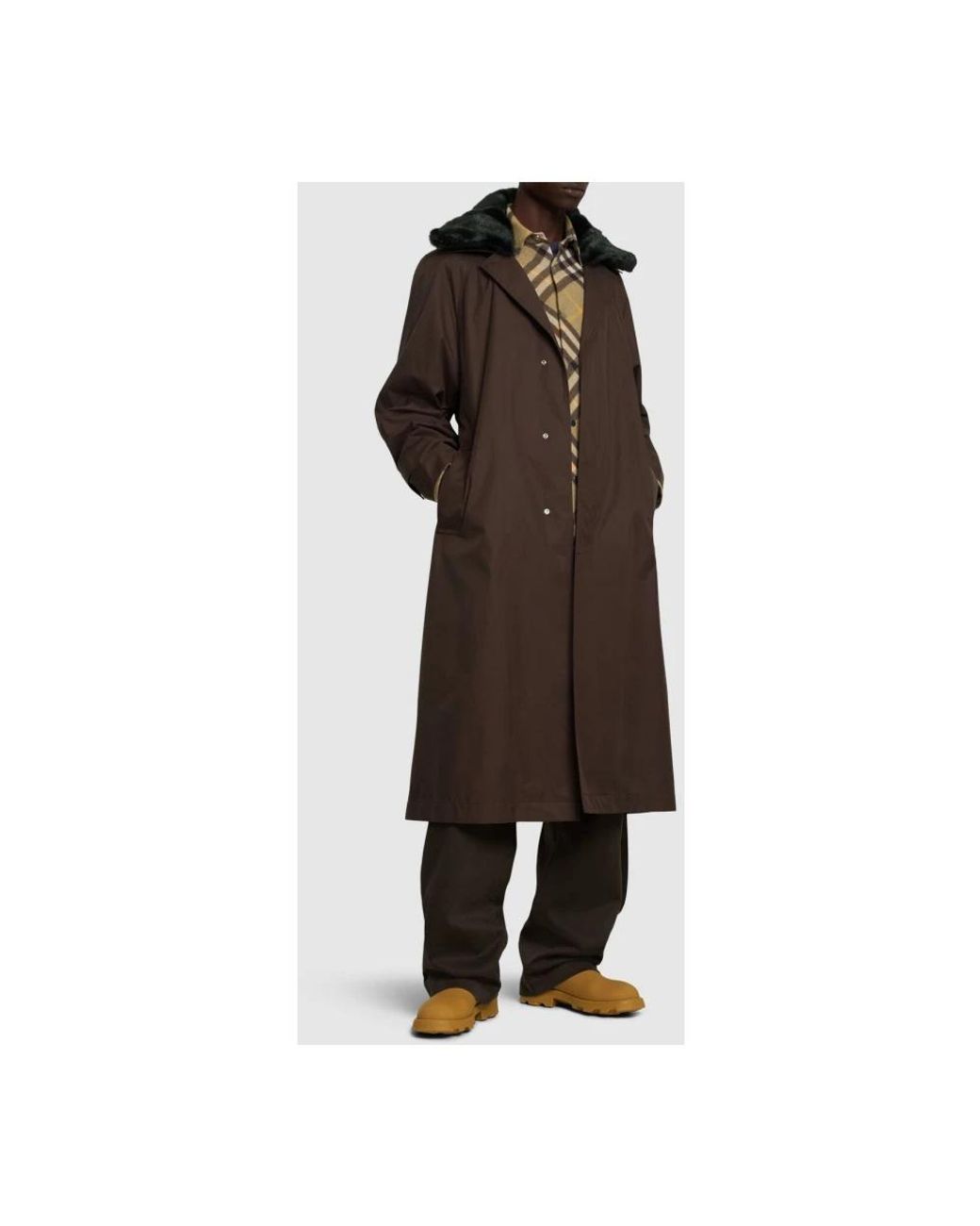 Burberry Brown Belted Coats for men