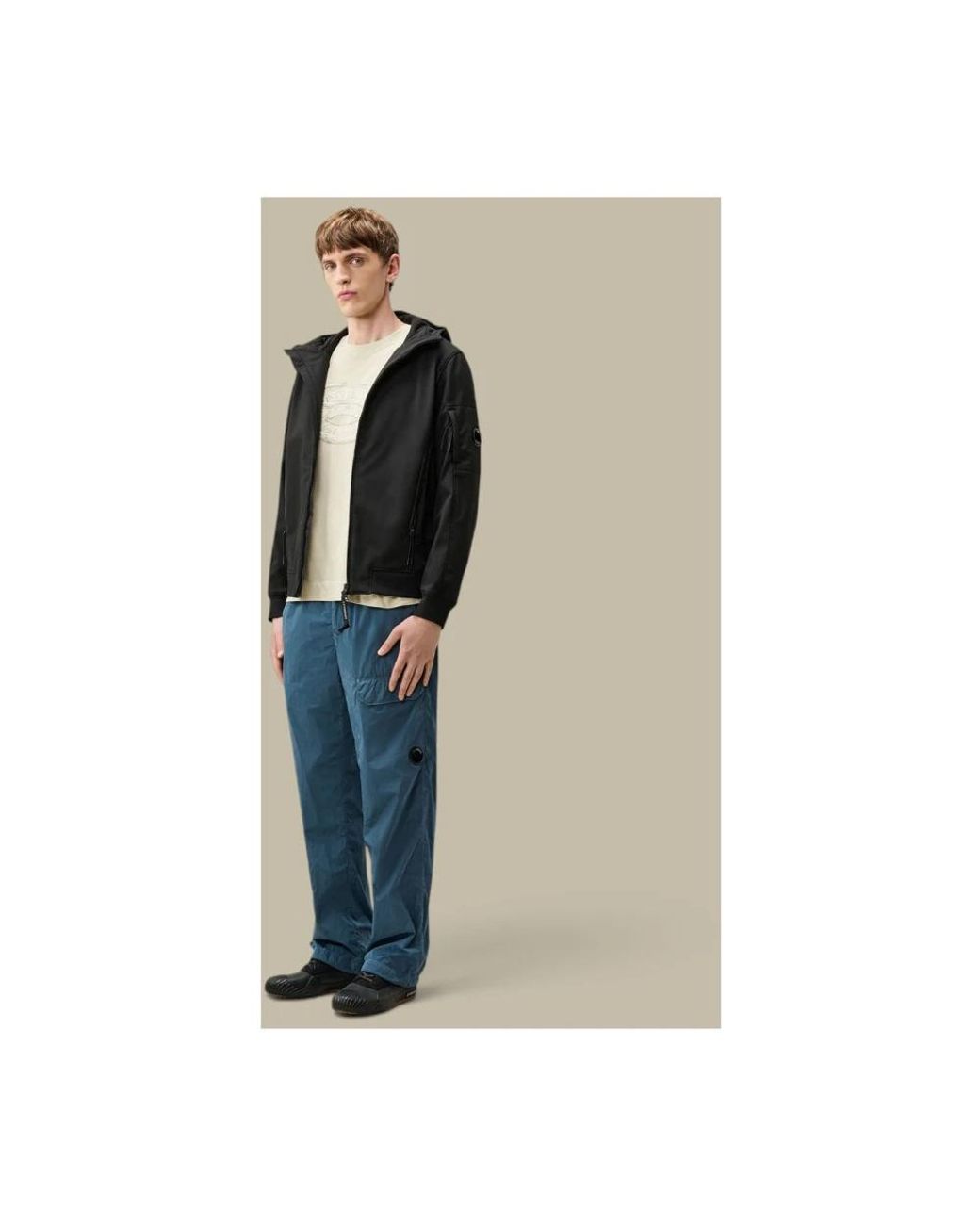 C P Company Blue Straight Trousers for men