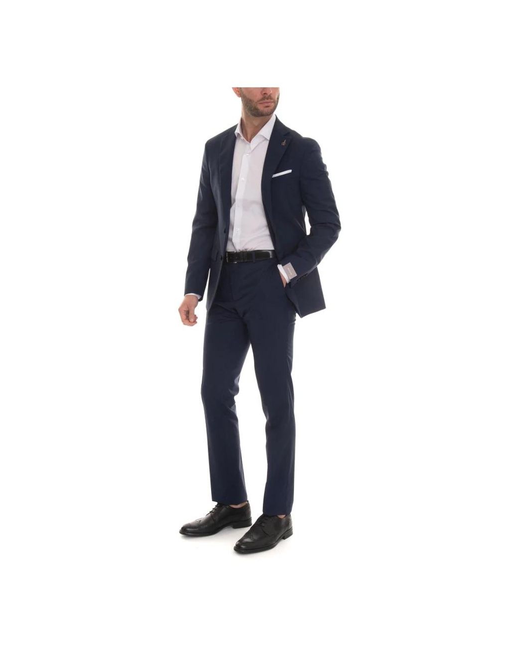 Paoloni Blue Single Breasted Suits for men