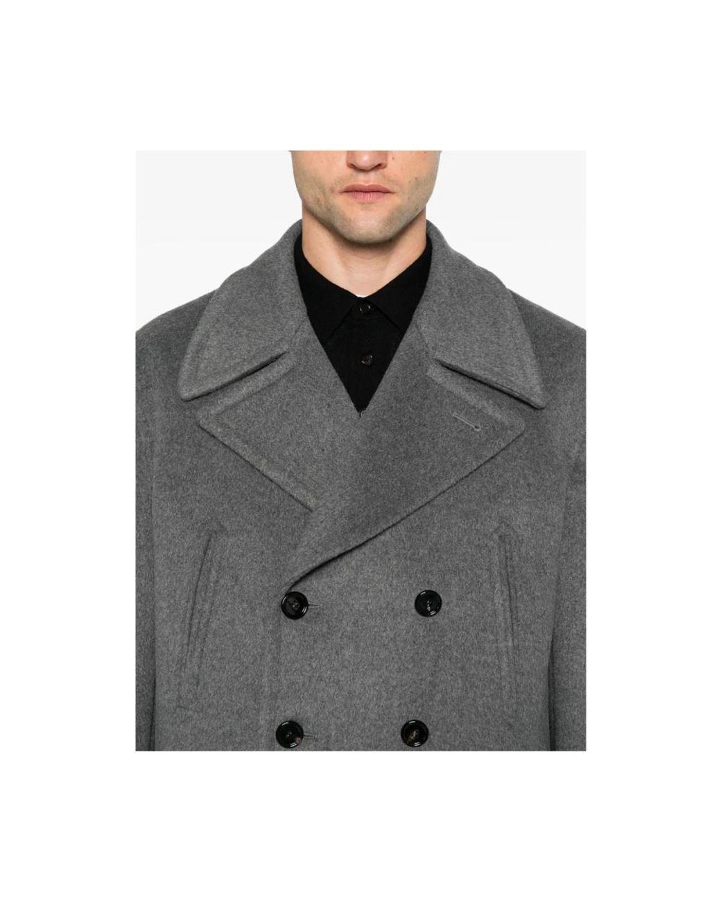 Dondup Gray Double-Breasted Coats for men