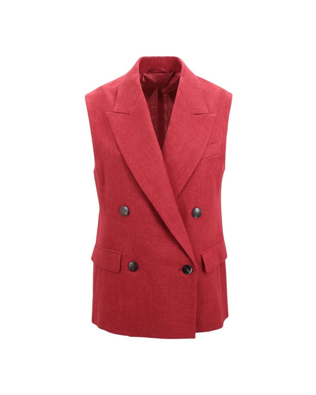 Max Mara Red Double-Breasted Linen Waistcoat