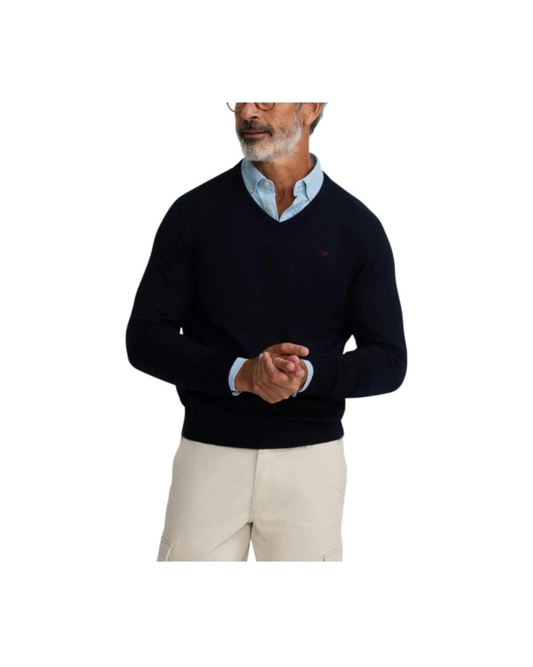 Silbon Blue V-Neck Knitwear for men