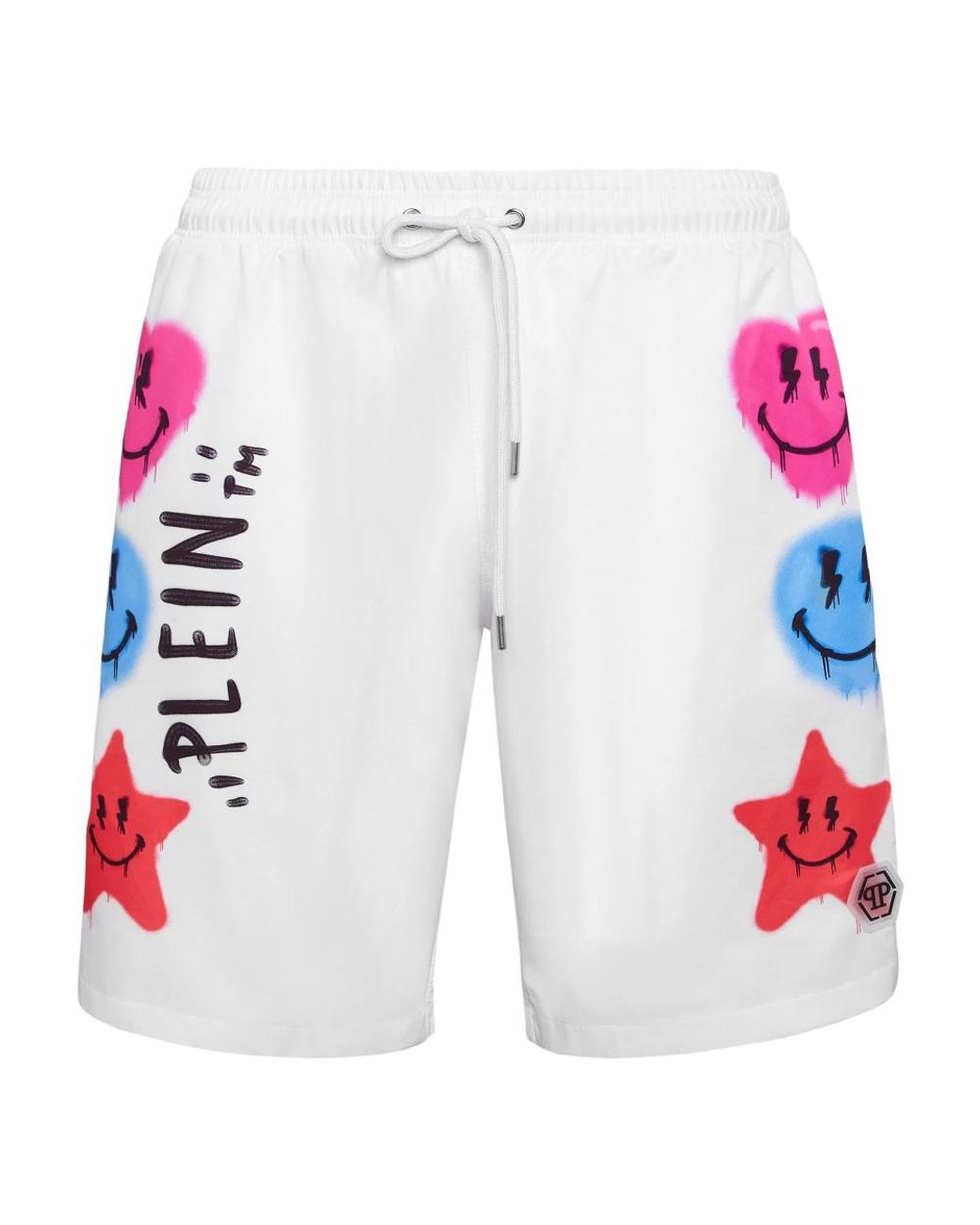 Philipp Plein Badmode ,Wit ,Polyester Swim Boxer Smile in het Red voor heren