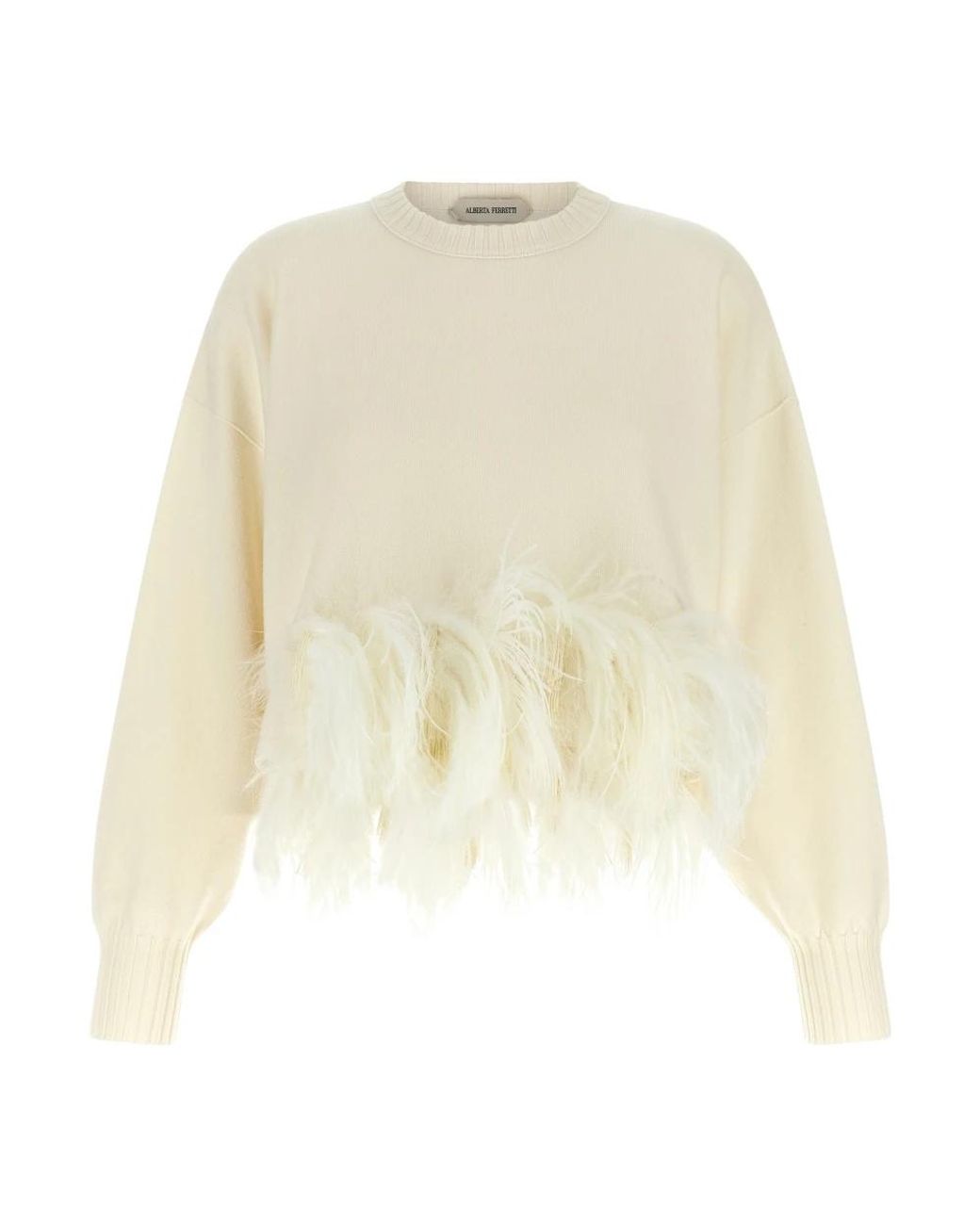 Alberta Ferretti Natural Round-Neck Knitwear