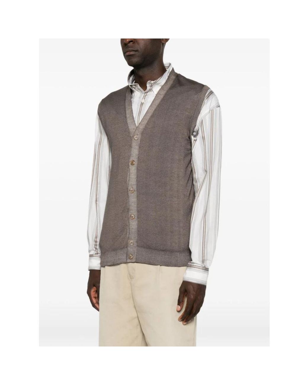 Daniele Fiesoli Brown Sleeveless Jumpers for men