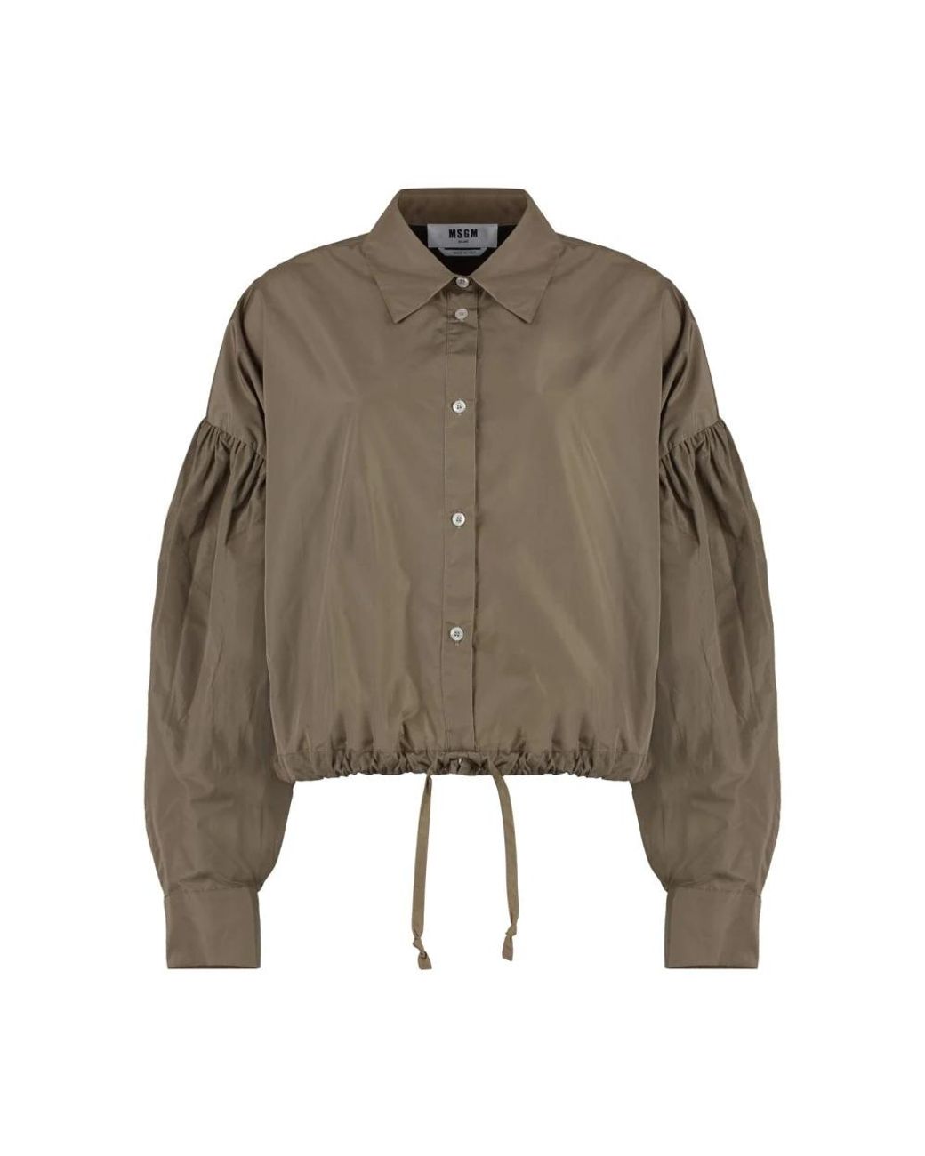 MSGM Green Balloon Sleeve Collared Jacket