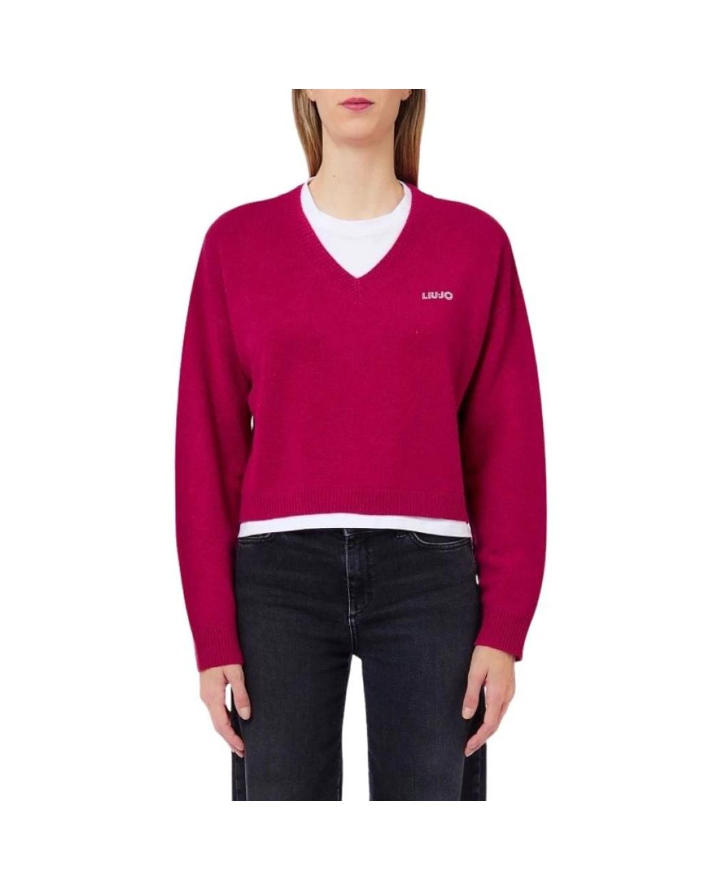 Liu Jo Red V-Neck Knitwear