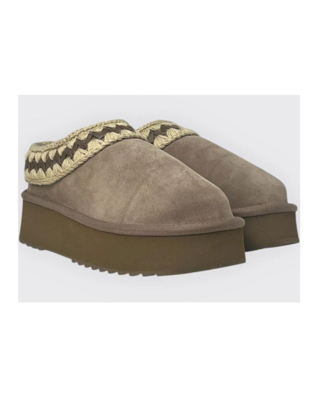 Mou Gray Platform Clog Suede