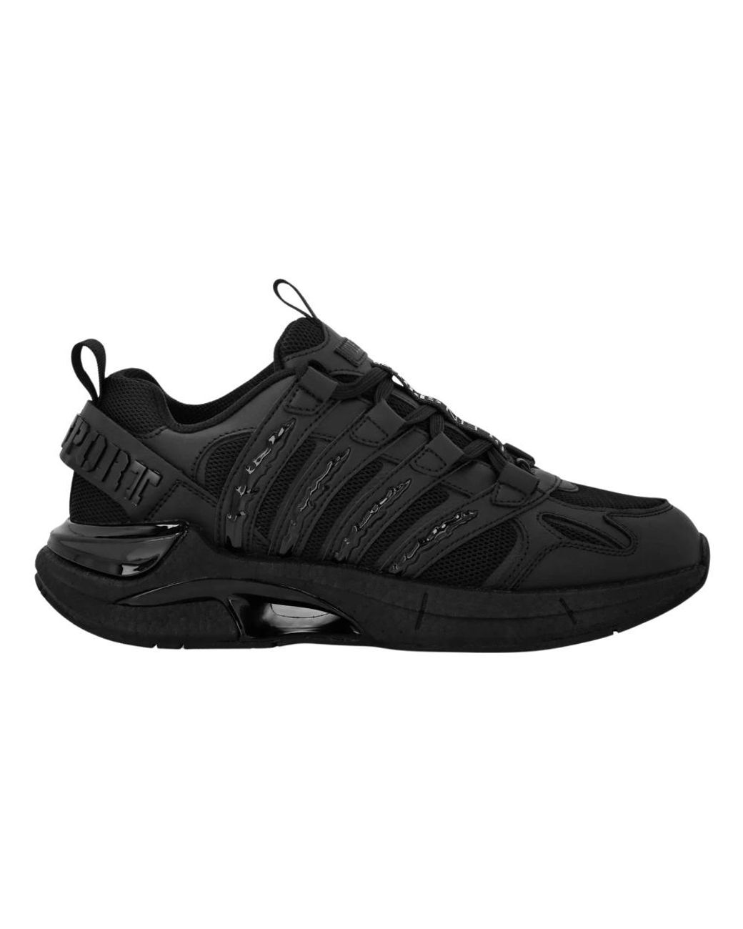 Philipp Plein Fitness ,Zwart ,Leer Gladiator Sneakers in het Black