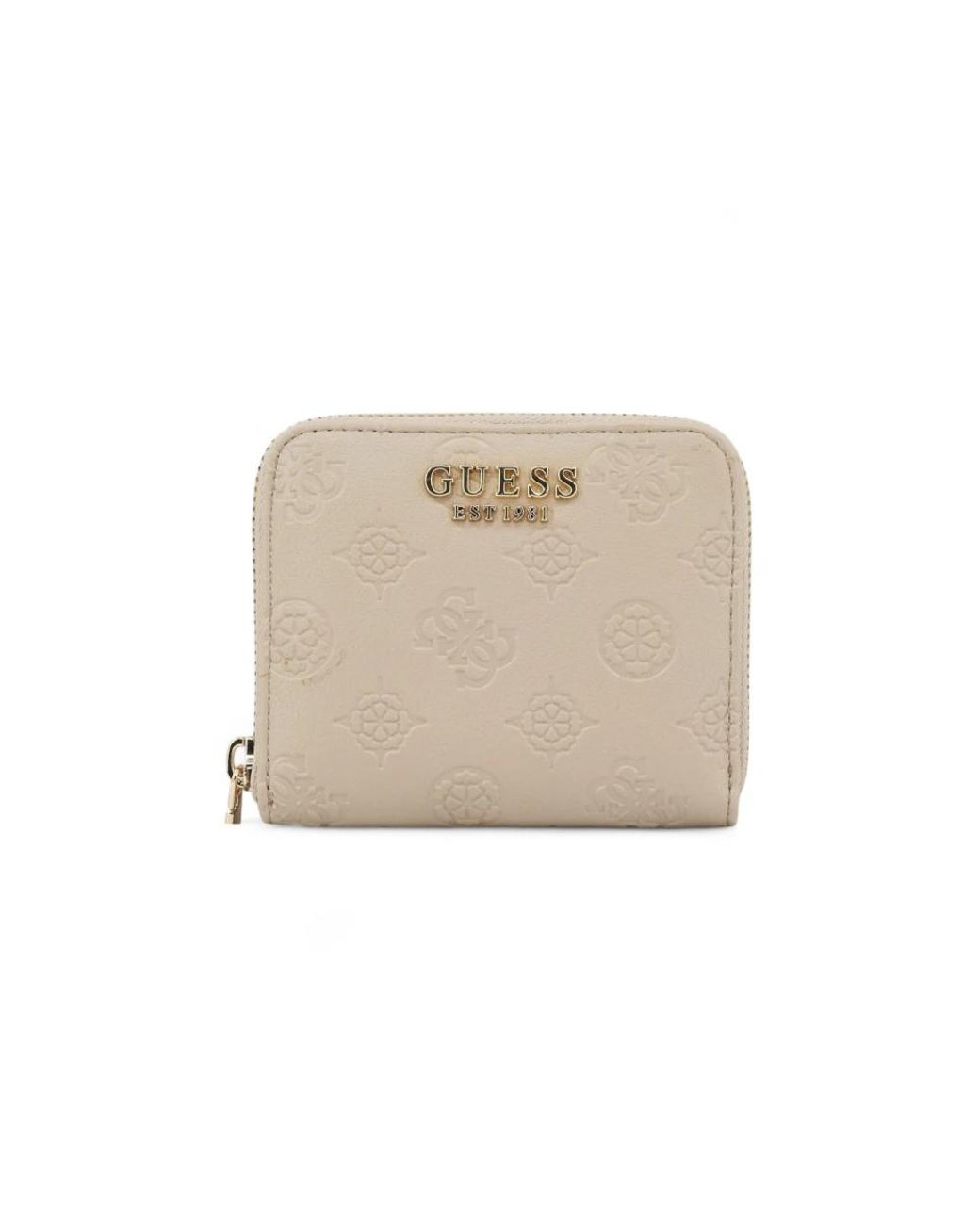 Guess Accessoires ,Leer Phoebe 4G Peony Logo Mini Portemonnee in het Natural