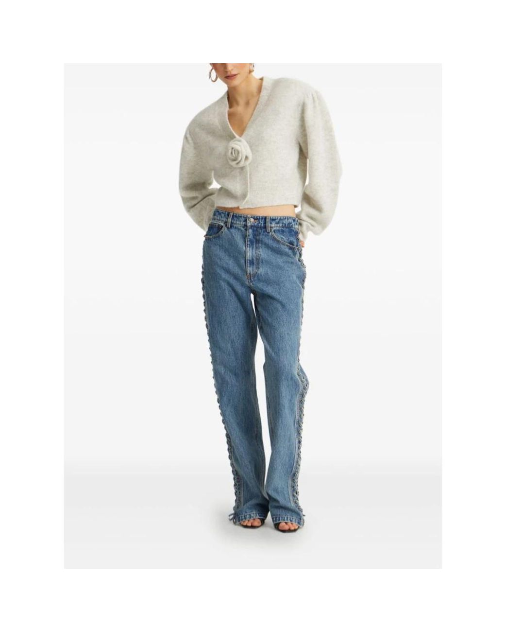 ROTATE BIRGER CHRISTENSEN White V-Neck Knitwear
