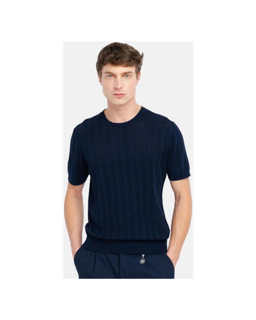Manuel Ritz Blue Round-Neck Knitwear for men
