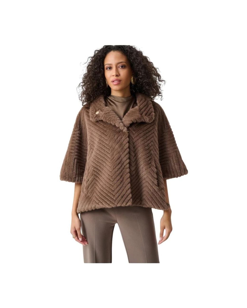 Joseph Ribkoff Brown Faux Fur & Shearling Jackets