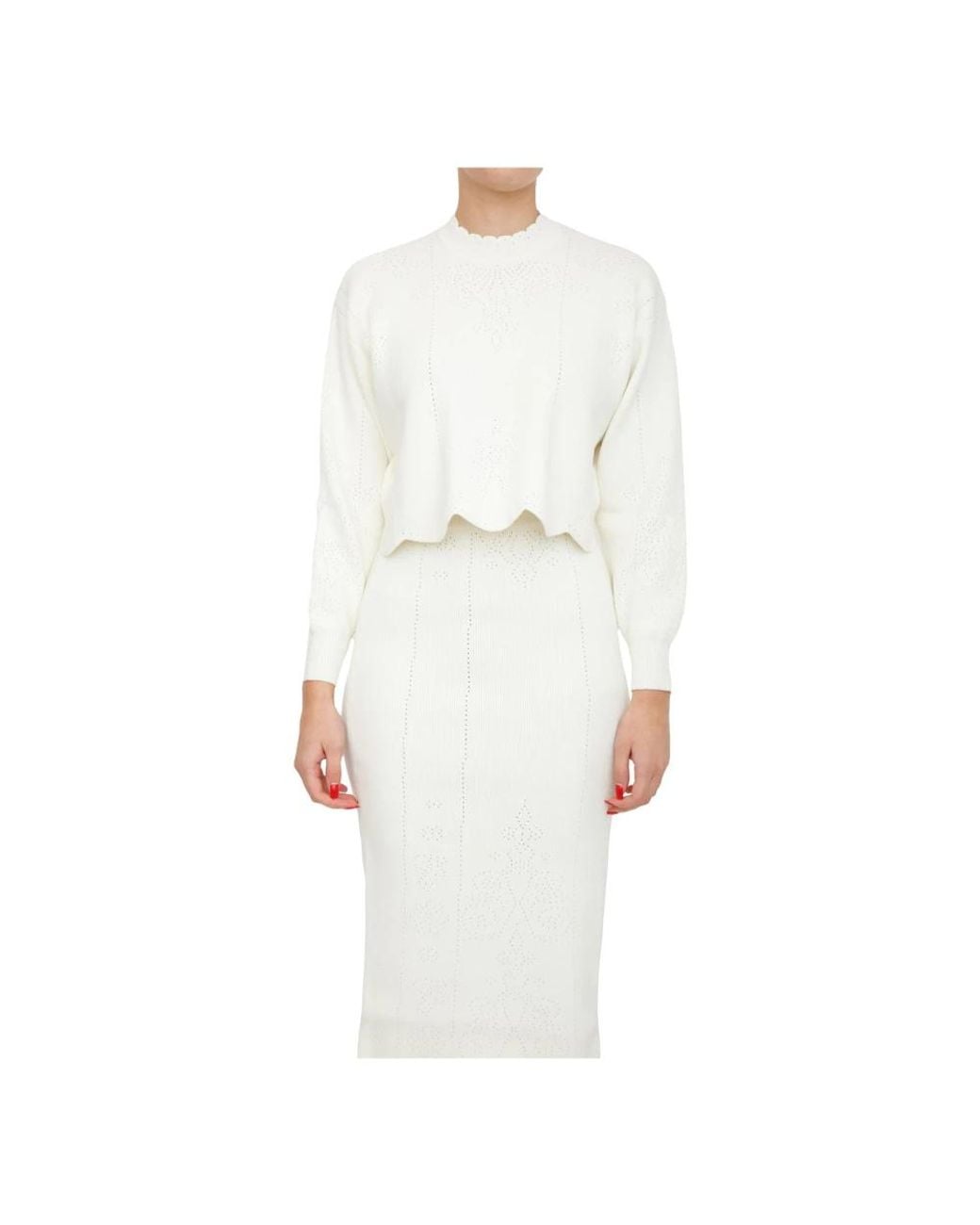 Twinset White Round-Neck Knitwear
