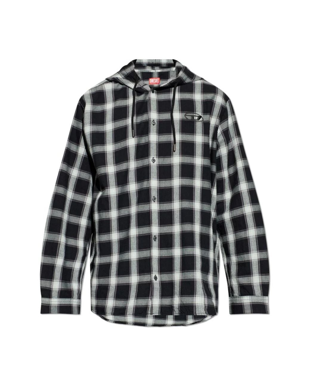 DIESEL Overhemden ,Grijs ,Katoen Hooded Shirt in het Black voor heren