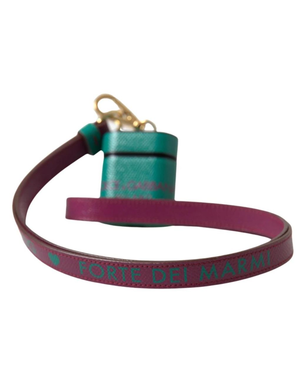 Dolce & Gabbana Green Grünes maroon kalbsleder logo print airpods hülle