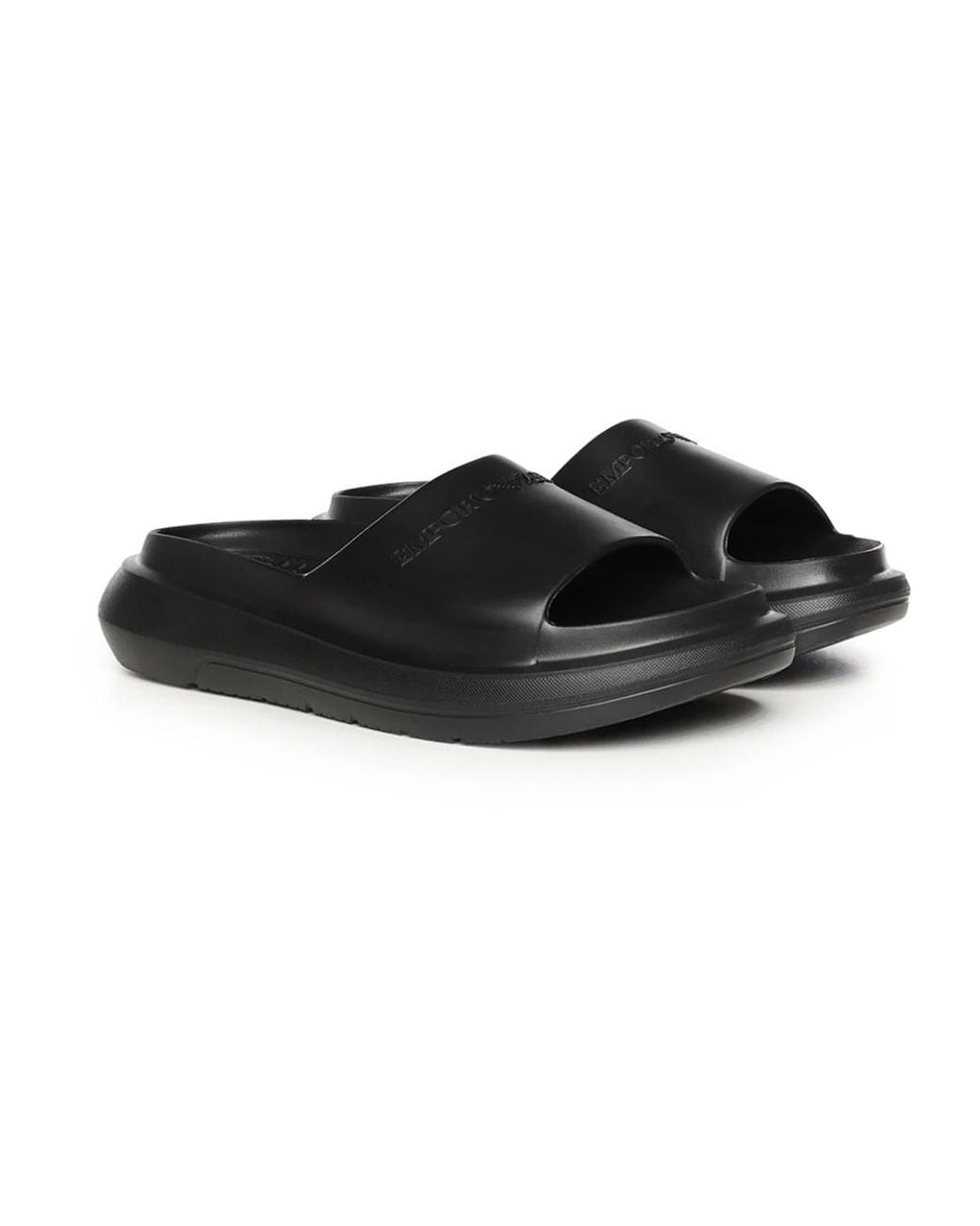 Emporio Armani Black Sliders for men