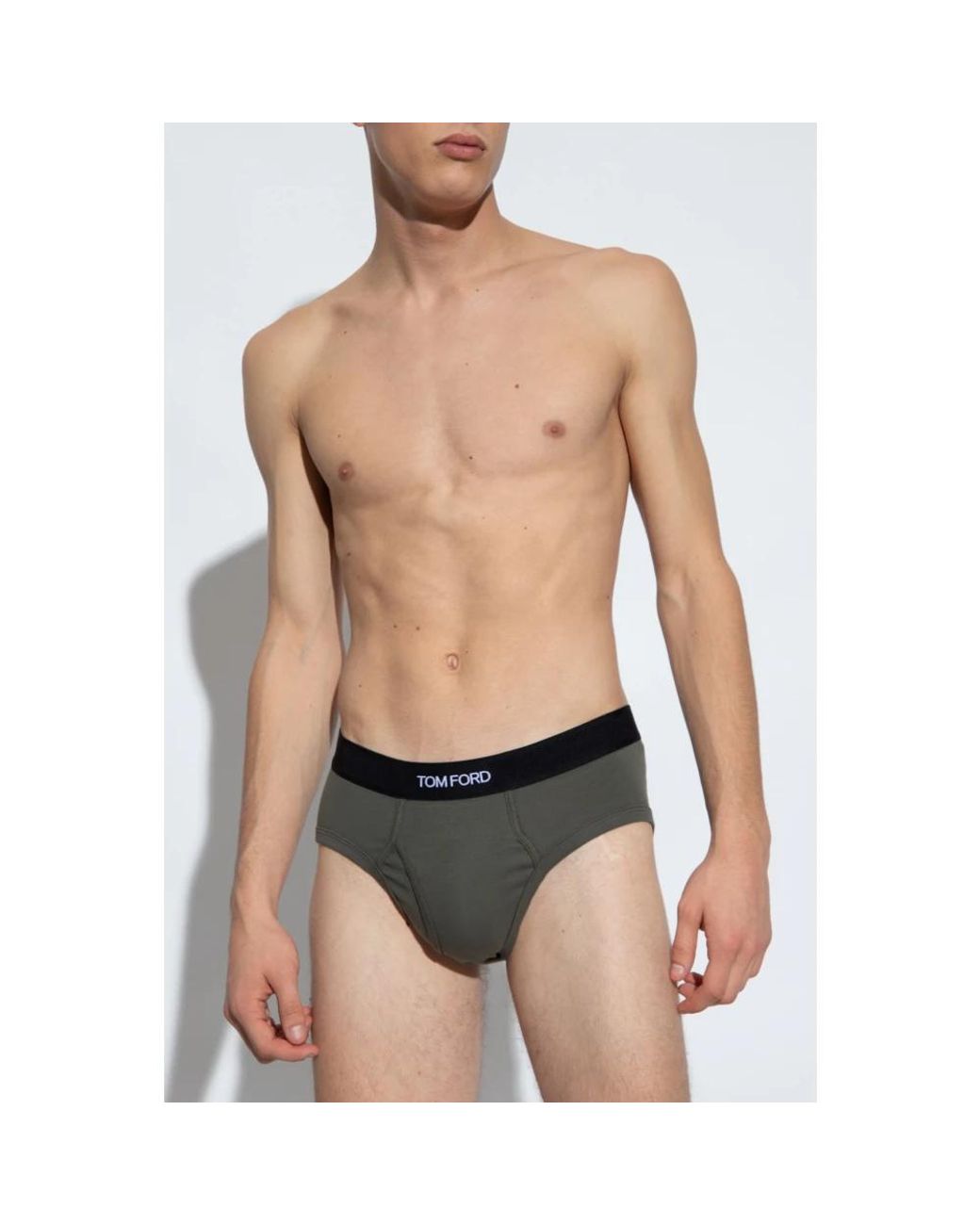 Tom Ford Ondergoed ,Groen ,Katoen Slips Met Logo in het Black voor heren