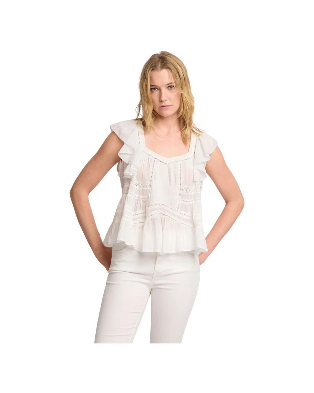 Kocca White Sleeveless Tops