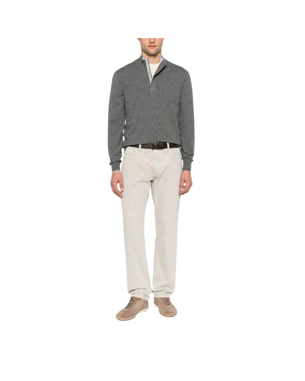 Vengera Gray Round-Neck Knitwear for men