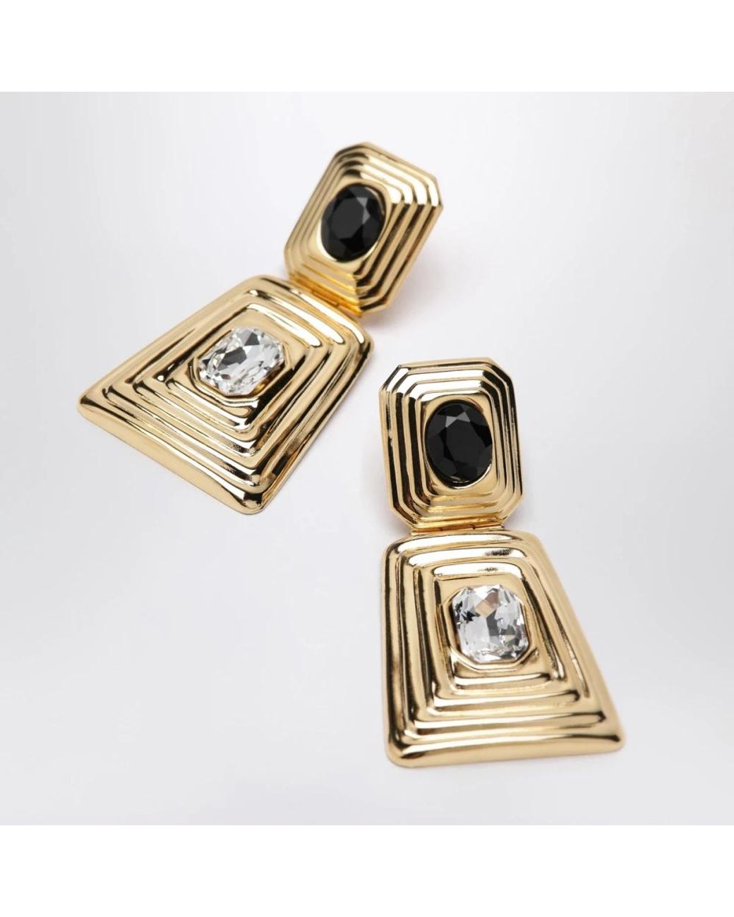 Alessandra Rich Metallic Goldtone Clipon Earrings With Crystals