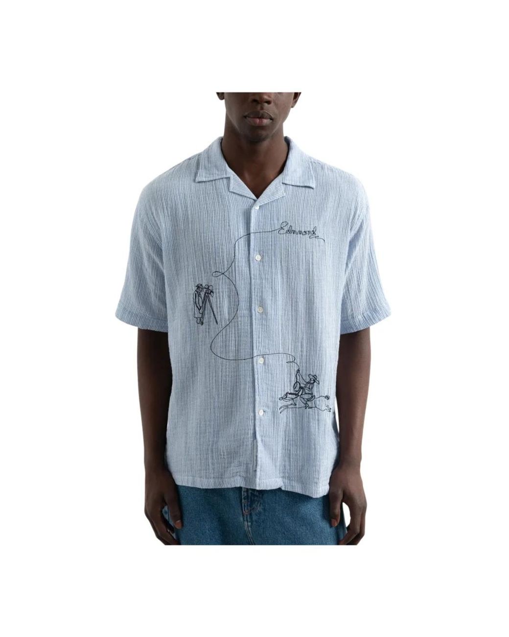 Edmmond Studios Blue Short Sleeve Shirts for men