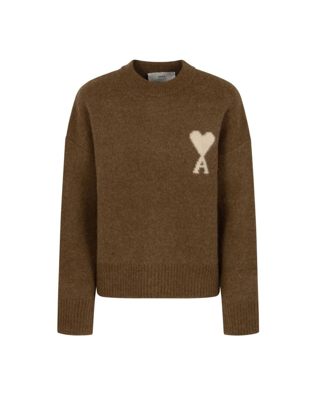 AMI Green Round-Neck Knitwear for men