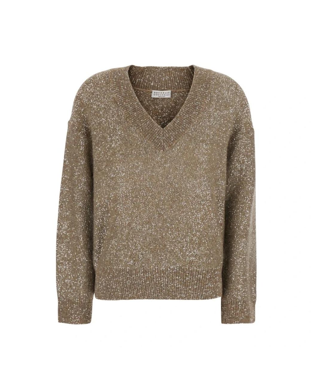 Brunello Cucinelli Green V-Neck Knitwear
