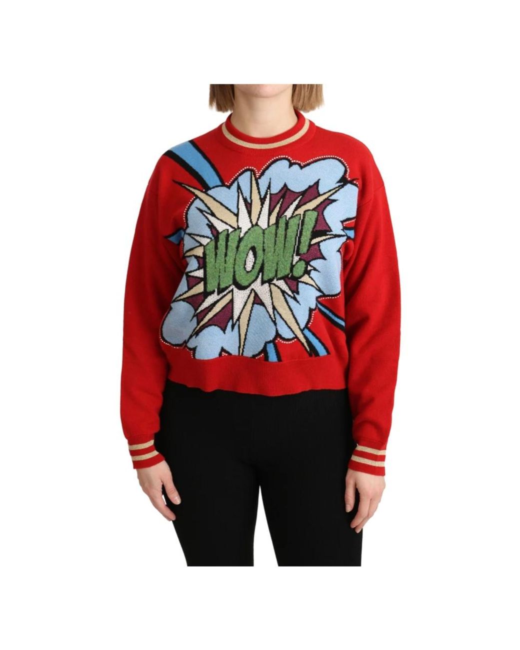 Dolce & Gabbana Red Cashmere Crewneck Pullover