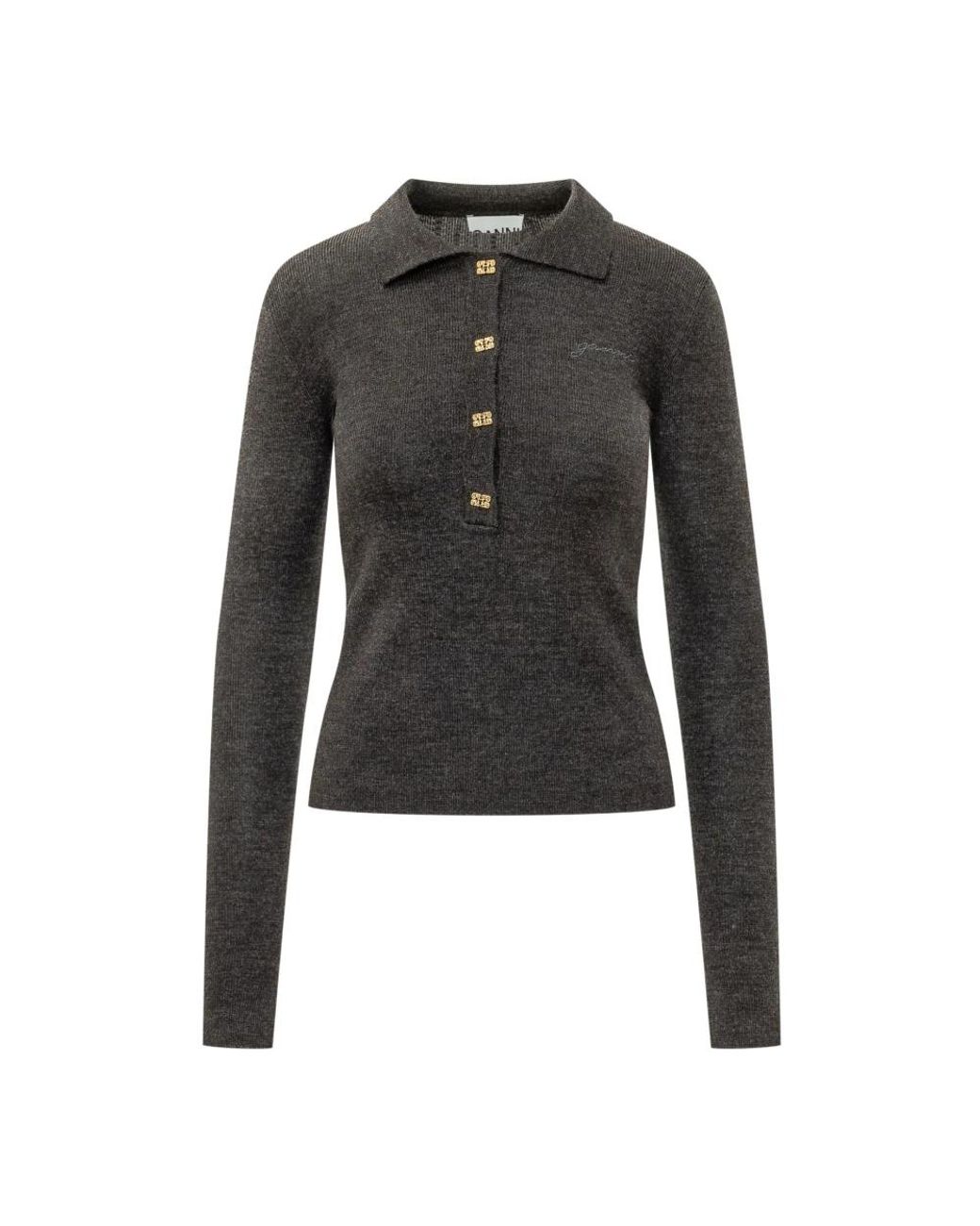 Ganni Black Polo Shirts