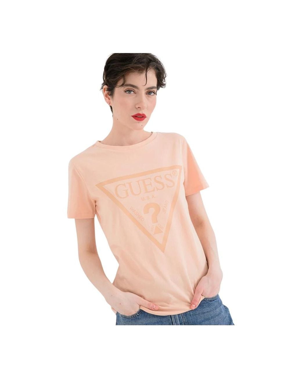 Guess T-Shirt Met Ronde Hals in het Pink