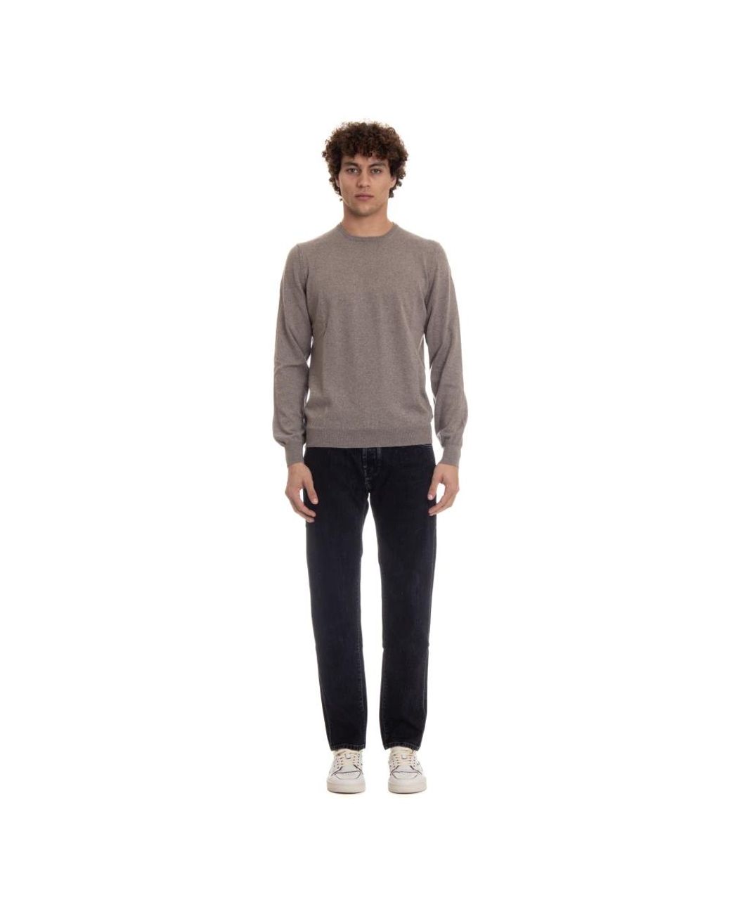Barba Napoli Gray Round-Neck Knitwear for men