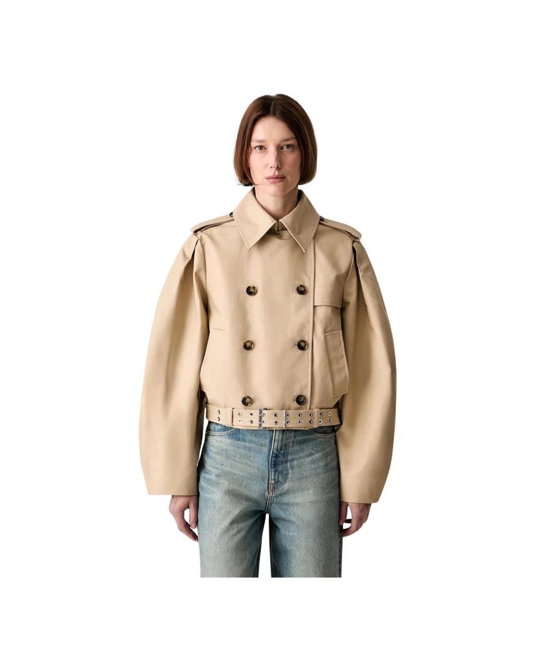 Ganni Korte Trenchcoat in het Natural