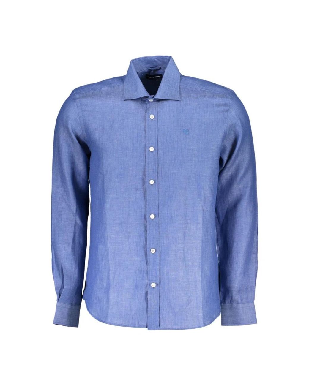 North Sails Overhemden ,Blauw ,Blauw Overhemd Met Italiaanse Kraag in het Blue voor heren