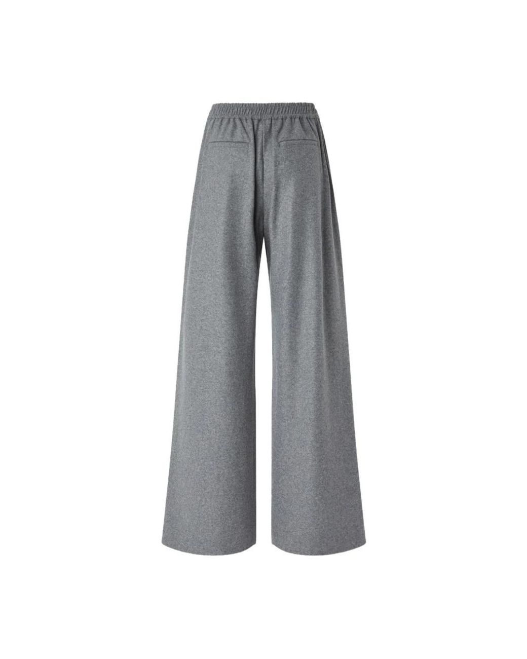 Pinko Gray Wide-Leg Trousers With Relaxed Fit And Elastic Waistband
