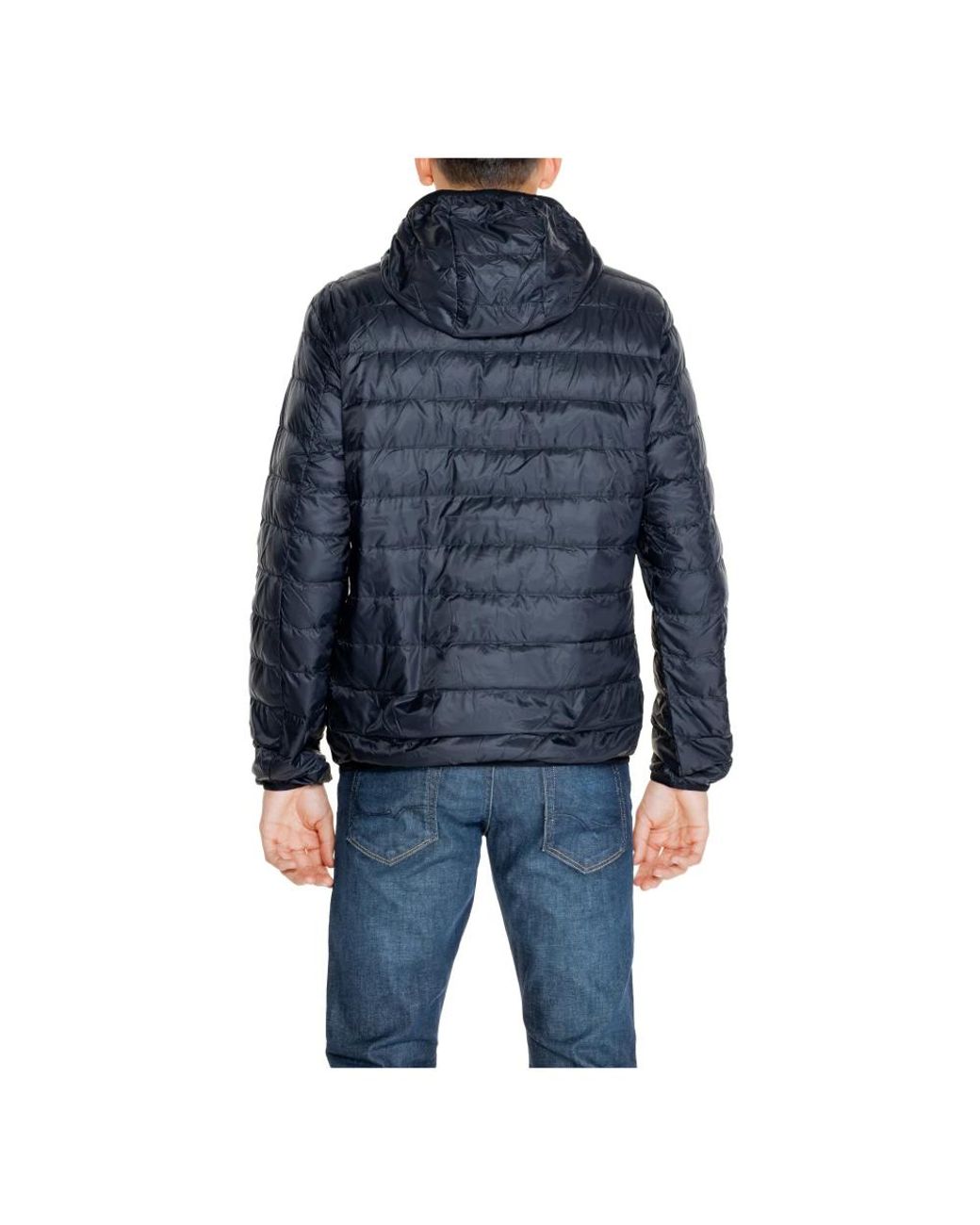 EA7 Jassen ,Blauw ,Blauwe Hooded Rits Jas Polyamide in het Blue voor heren