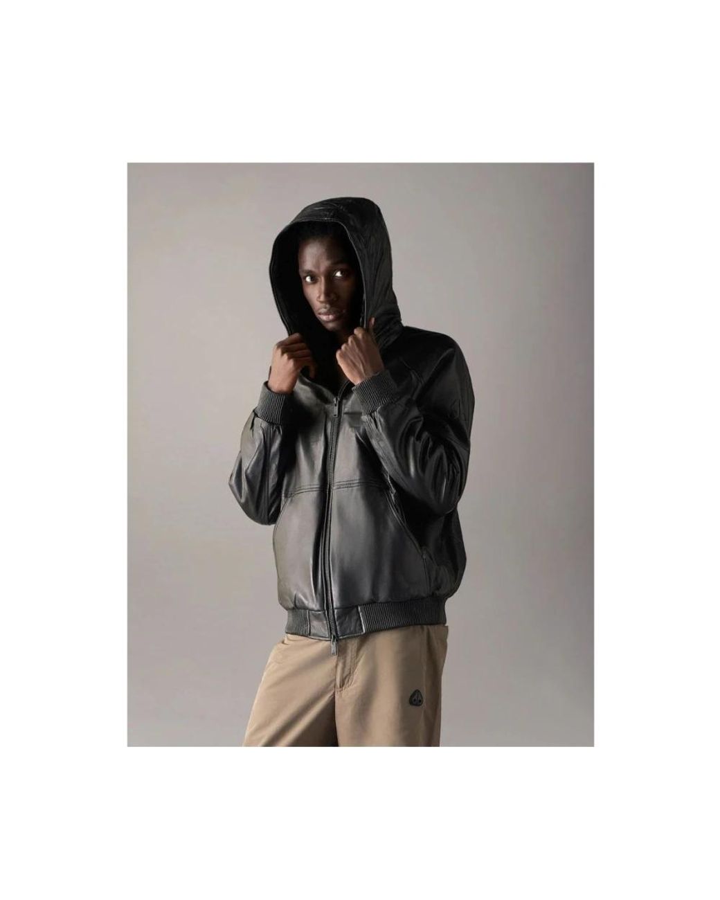 Moose Knuckles Black Leather Jackets for men