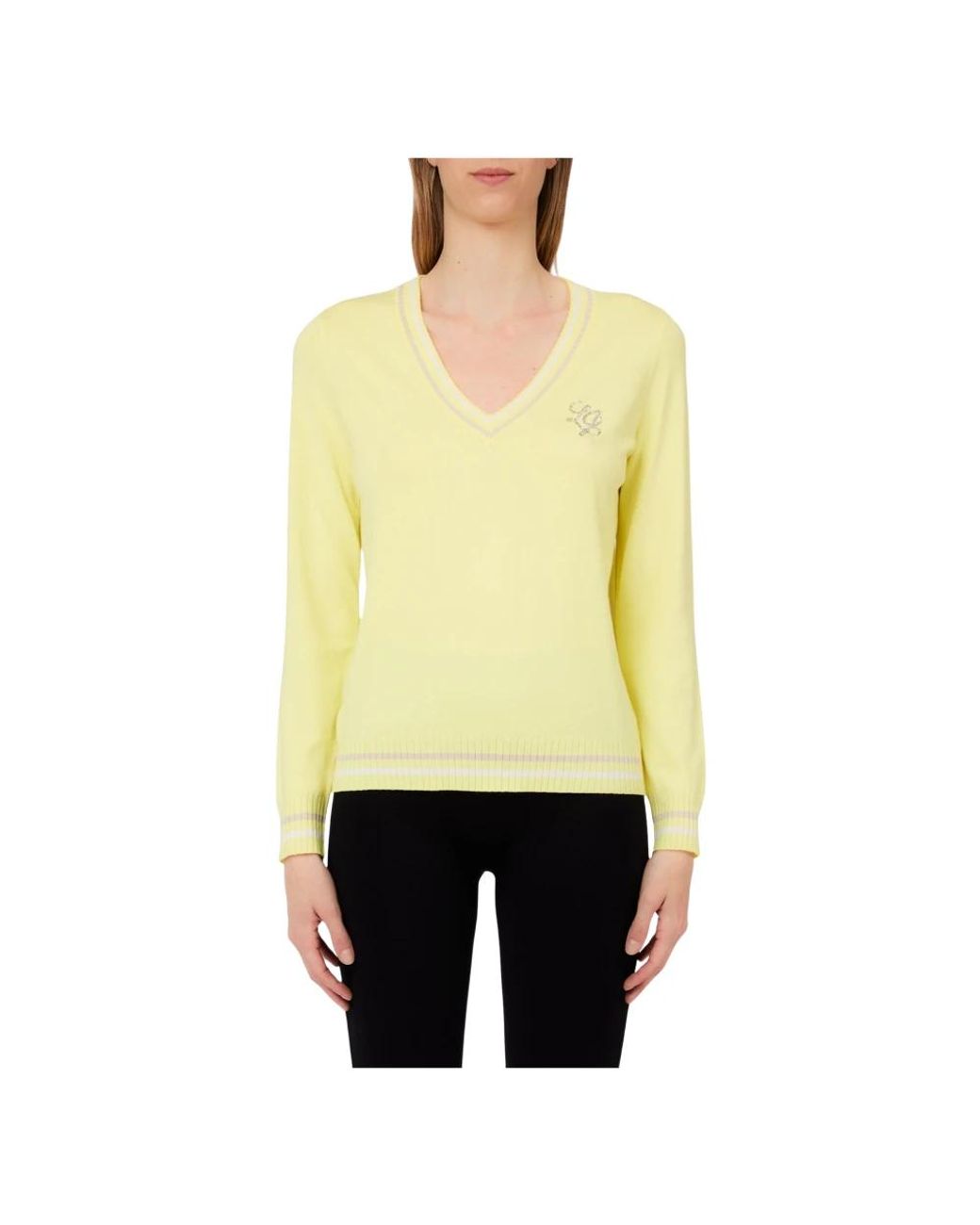 Liu Jo Yellow V-Neck Knitwear