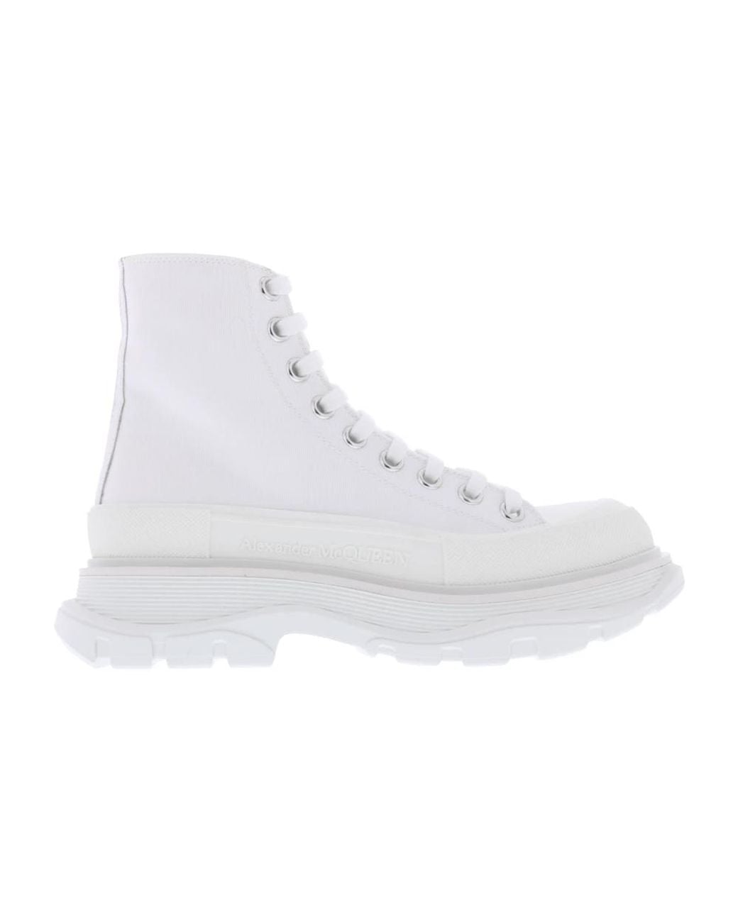 McQueen White Lace-Up Boots