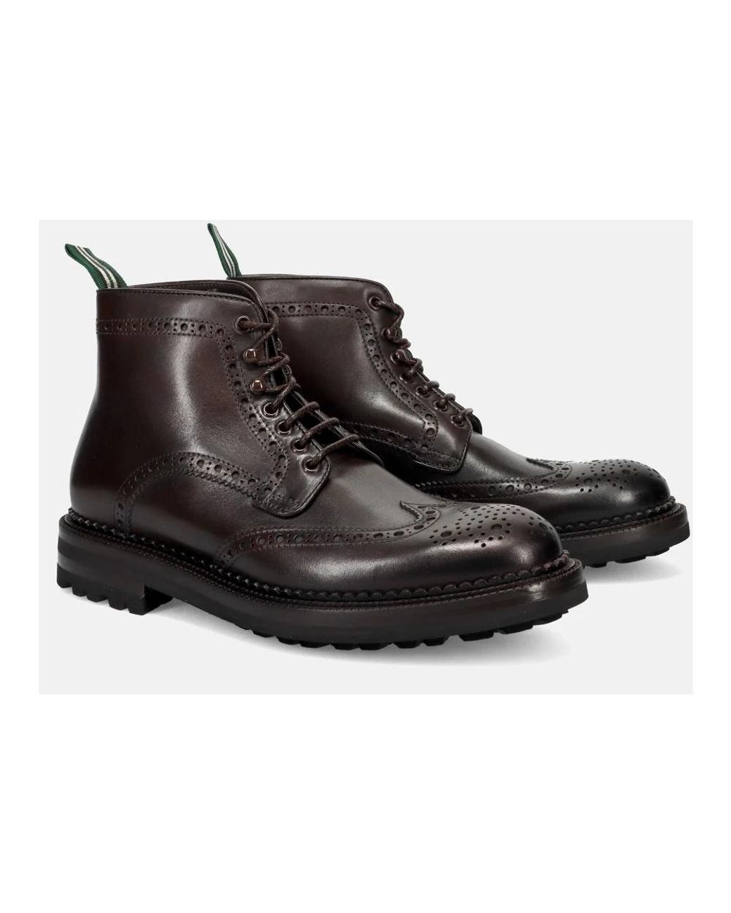 Green George Black Lace-Up Boots for men